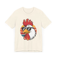 Cool Rooster with Sunglasses with Vintage Sunset - Funny Retro-Style T-Shirt