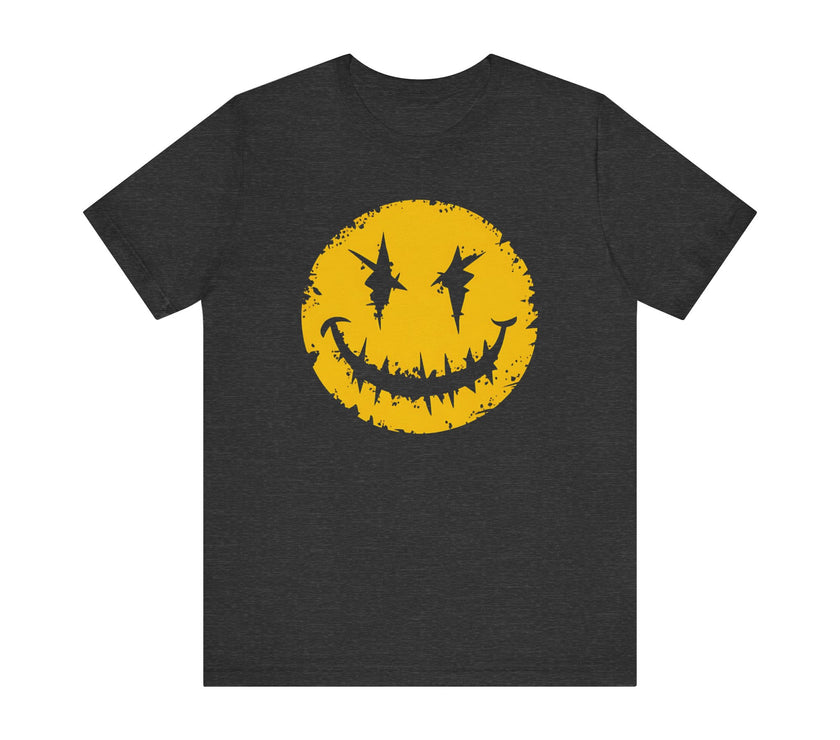 Grinning Edge: Distressed Yellow Smiley T-Shirt