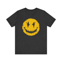 Grinning Edge: Distressed Yellow Smiley T-Shirt