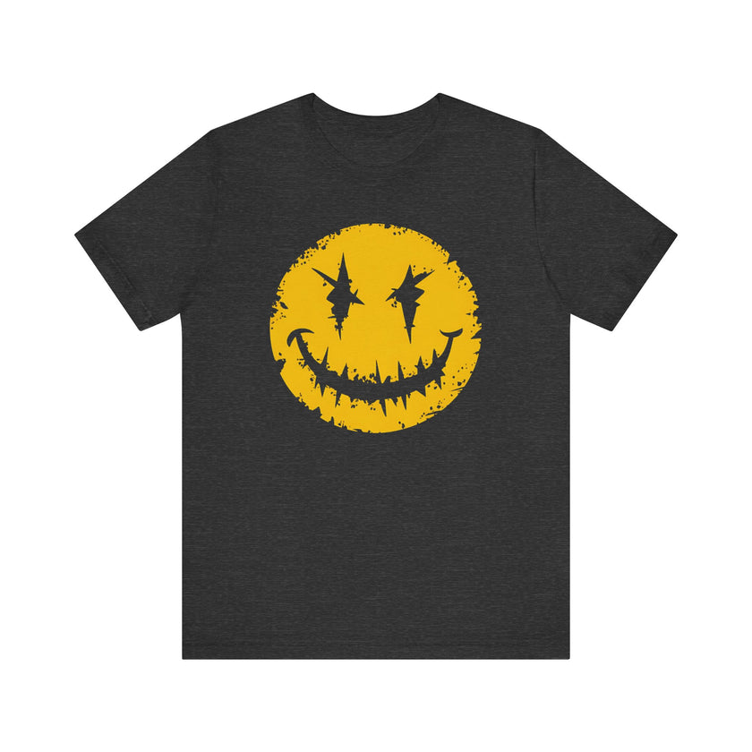 Grinning Edge: Distressed Yellow Smiley T-Shirt