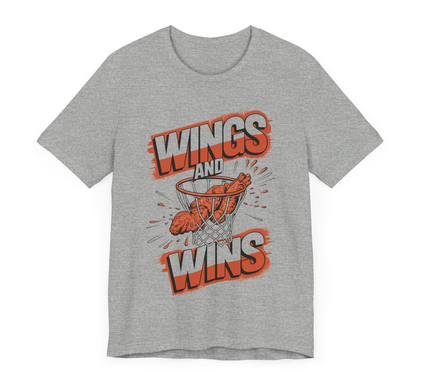 Wings and Wins - Funny Basketball and Food T-Shirt