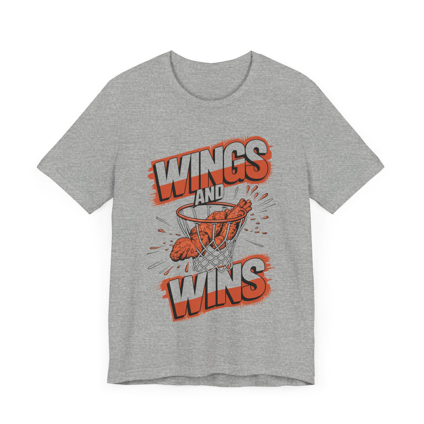 Wings and Wins - Funny Basketball and Food T-Shirt