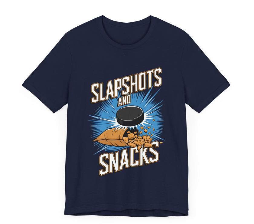 Slapshots and Snacks - Funny Hockey T-Shirt