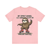 "My Spirit Animal Is a Confused Sloth on Roller Skates" T-Shirt - Funny and Adorable Design