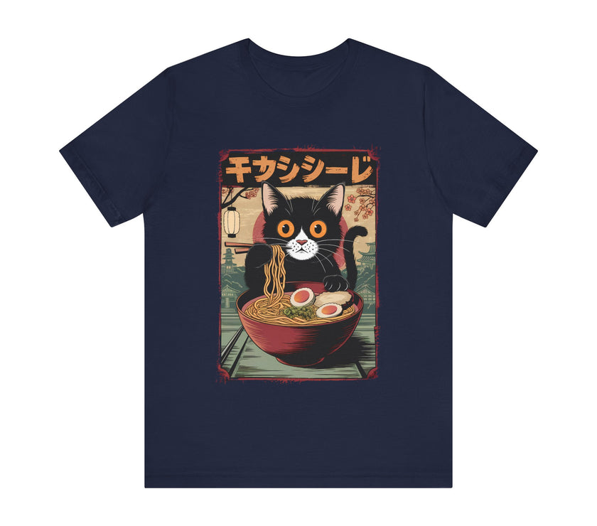 Ramen-Loving Cat Retro Japanese T-Shirt – Funny Cat Noodle Lover Design