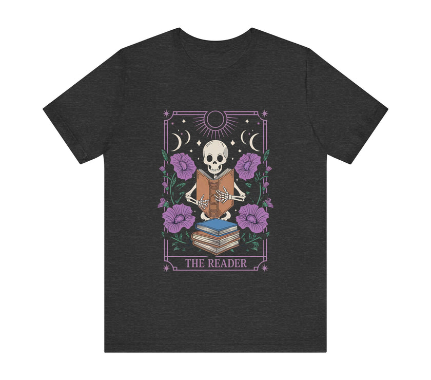 "The Reader" Gothic Skeleton Book Lover T-Shirt