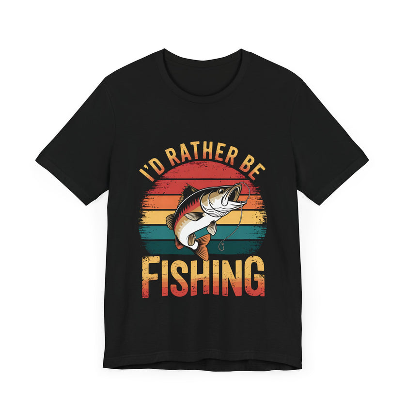 I'd Rather Be Fishing T-Shirt - Retro Fisherman Design