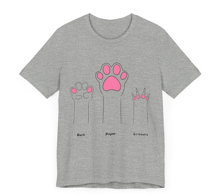 Rock Paper Scissors Cat Paw T-Shirt – Cute Minimalist Feline Humor Tee