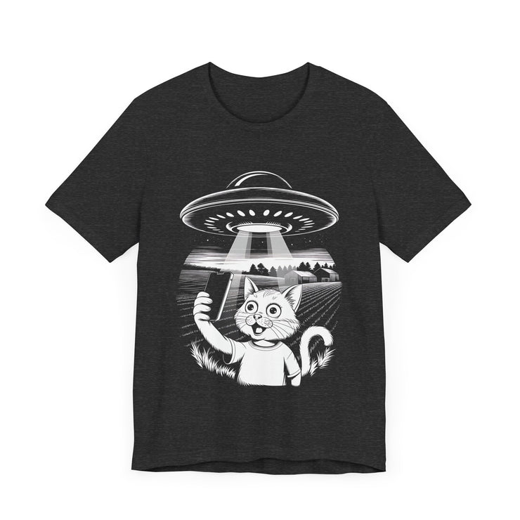 Cat Selfie with UFO - Funny and Quirky Kitty T-Shirt