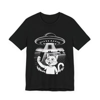 Cat Selfie with UFO - Funny and Quirky Kitty T-Shirt