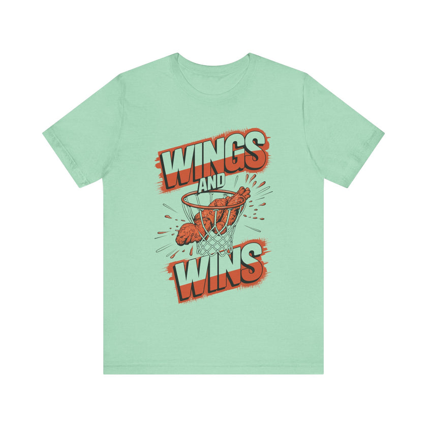 Wings and Wins - Funny Basketball and Food T-Shirt