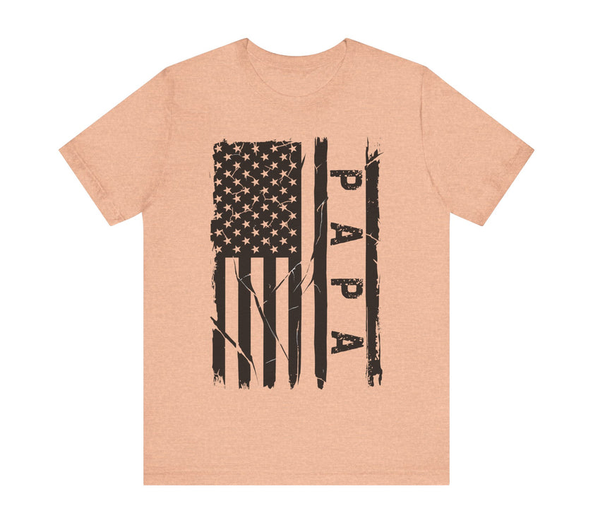 Patriotic PAPA T-Shirt - Bold American Flag Design