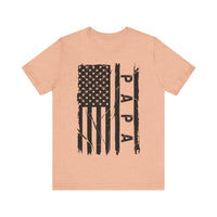 Patriotic PAPA T-Shirt - Bold American Flag Design