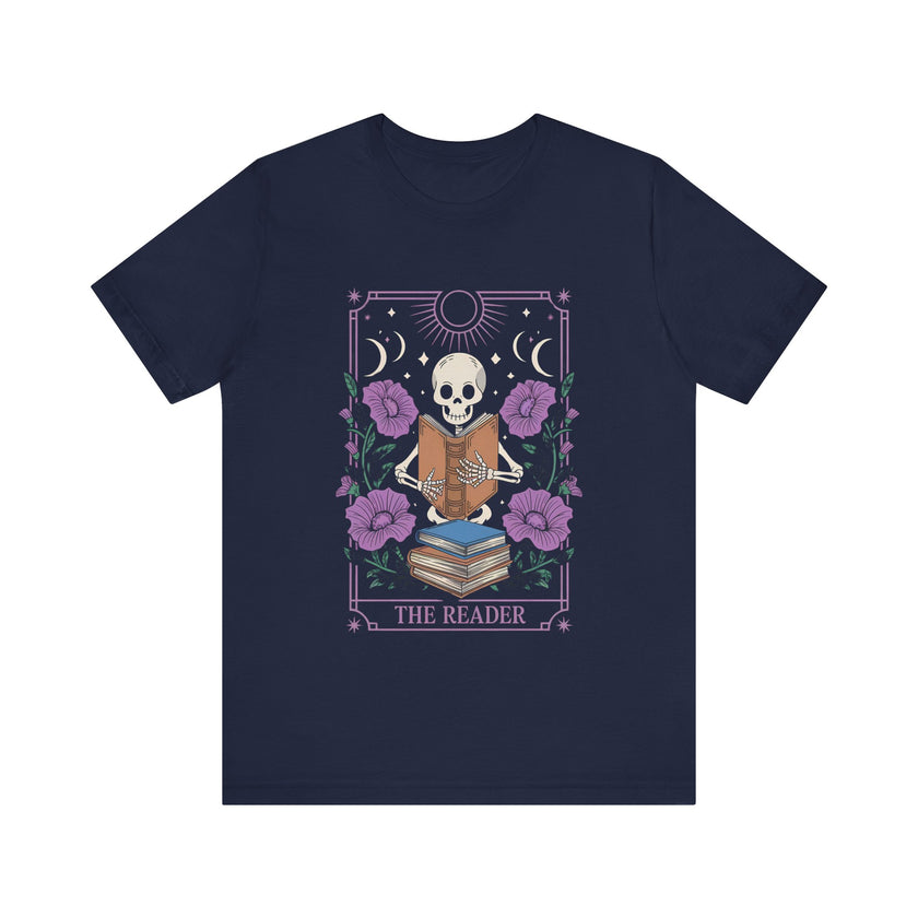 "The Reader" Gothic Skeleton Book Lover T-Shirt