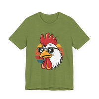 Cool Rooster with Sunglasses with Vintage Sunset - Funny Retro-Style T-Shirt