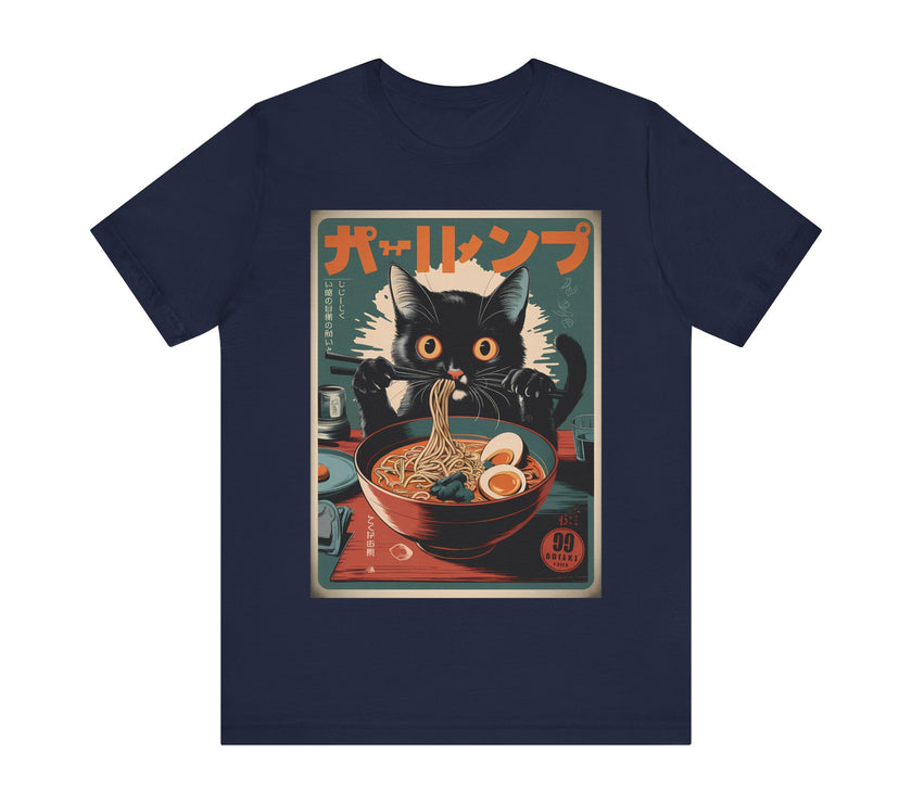 Retro Japanese Black Cat Ramen T-Shirt – Ramen Noodle Lover Tee