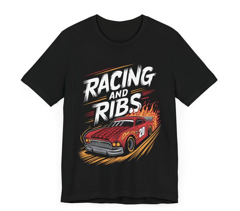 Racing and Ribs - Funny Racing Car and Food Design T-Shirt