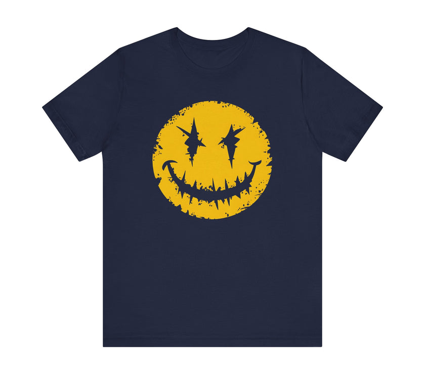 Grinning Edge: Distressed Yellow Smiley T-Shirt