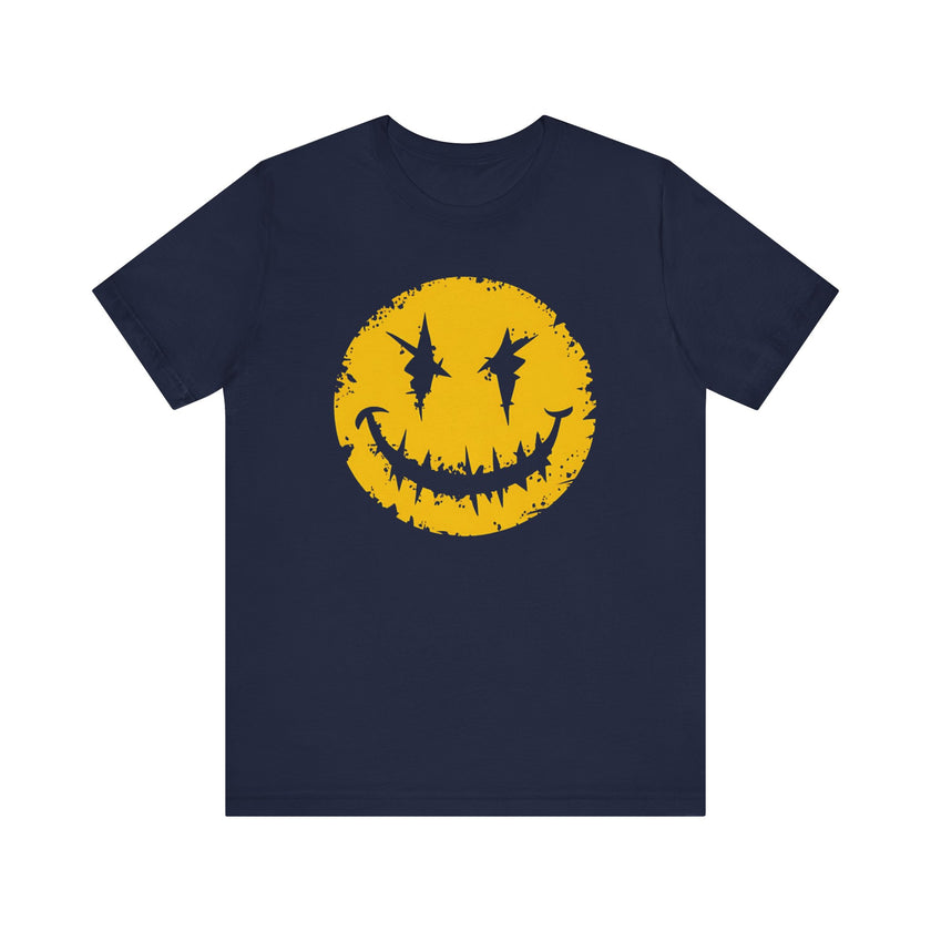 Grinning Edge: Distressed Yellow Smiley T-Shirt