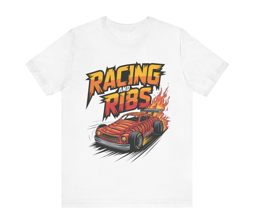 Racing and Ribs - Funny Racing Car and Food Design T-Shirt