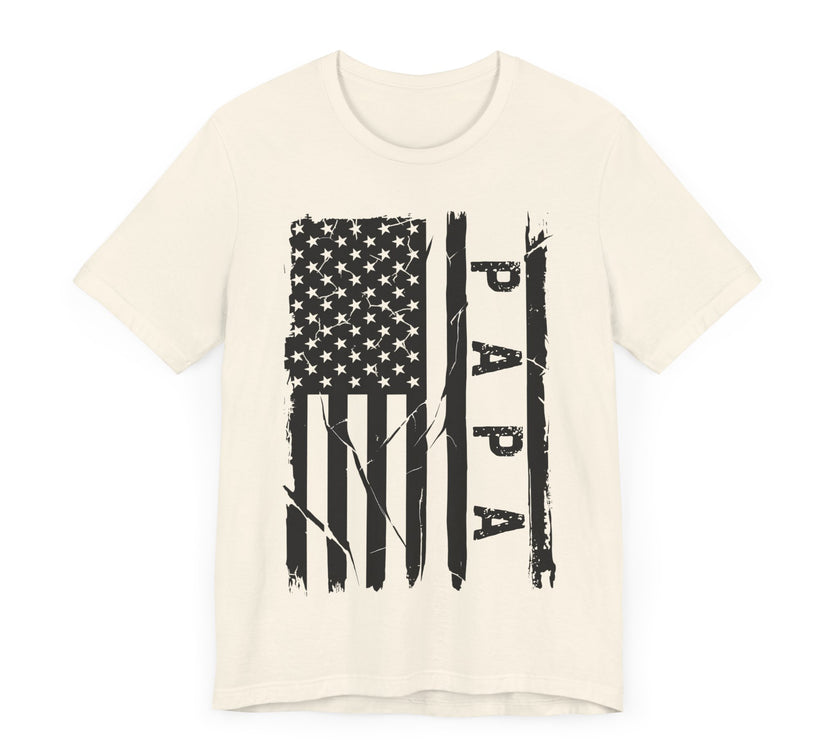 Patriotic PAPA T-Shirt - Bold American Flag Design