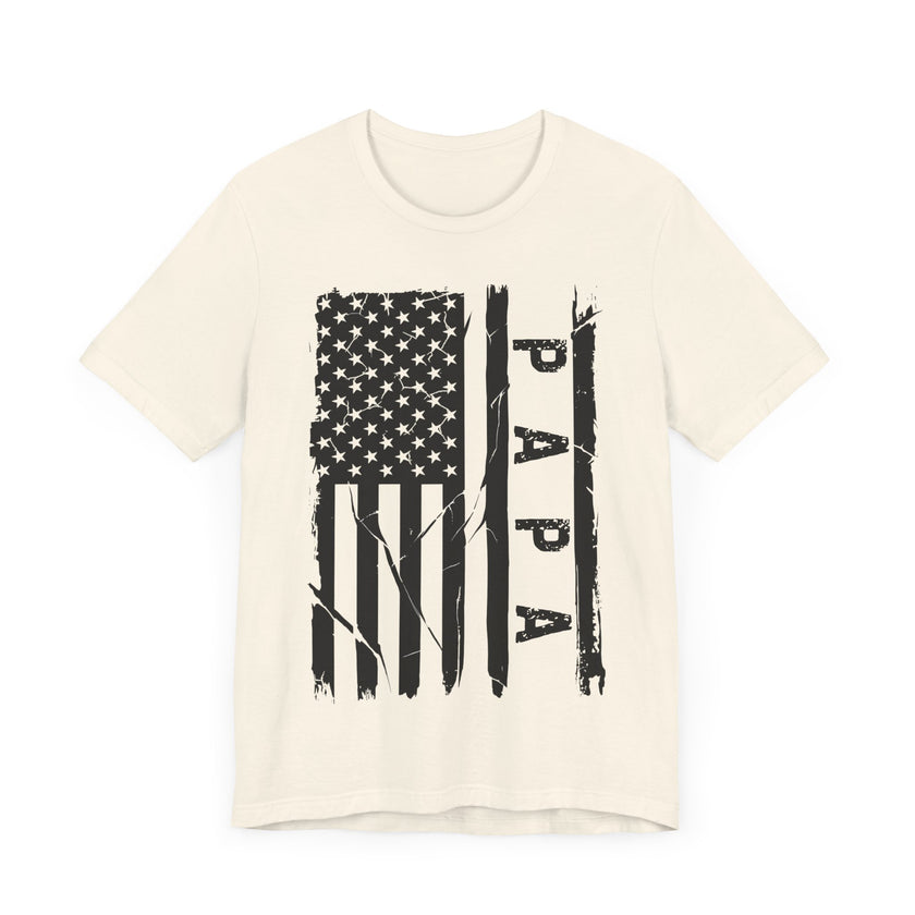 Patriotic PAPA T-Shirt - Bold American Flag Design