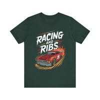 Racing and Ribs - Funny Racing Car and Food Design T-Shirt