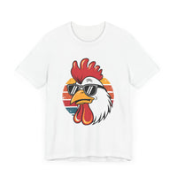 Cool Rooster with Sunglasses with Vintage Sunset - Funny Retro-Style T-Shirt