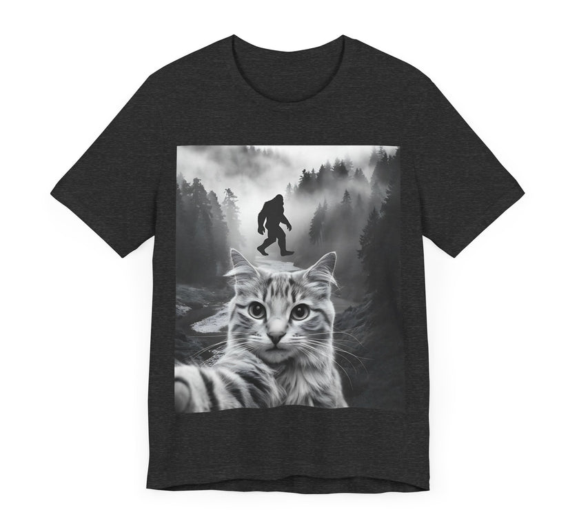 Cat Selfie with Bigfoot - Funny and Quirky T-Shirt