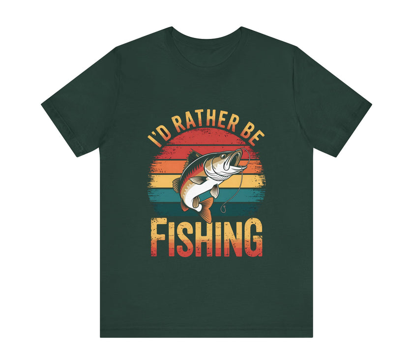 I'd Rather Be Fishing T-Shirt - Retro Fisherman Design