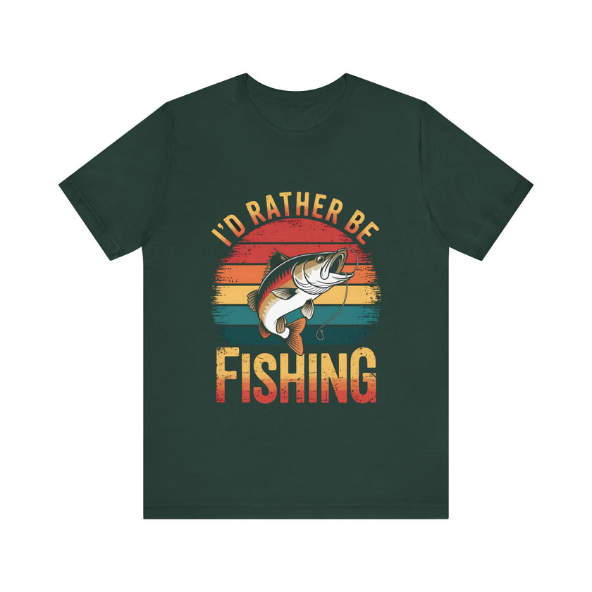 I'd Rather Be Fishing T-Shirt - Retro Fisherman Design