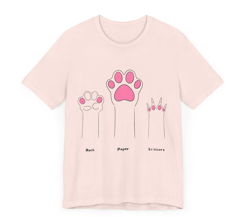 Rock Paper Scissors Cat Paw T-Shirt – Cute Minimalist Feline Humor Tee