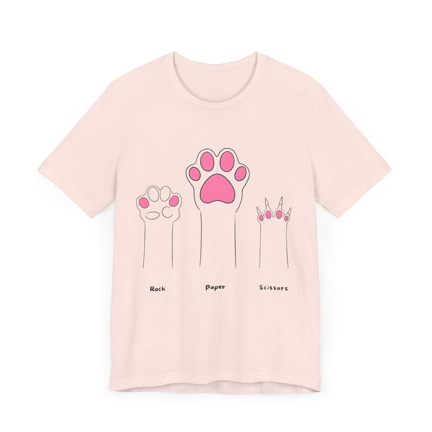 Rock Paper Scissors Cat Paw T-Shirt – Cute Minimalist Feline Humor Tee