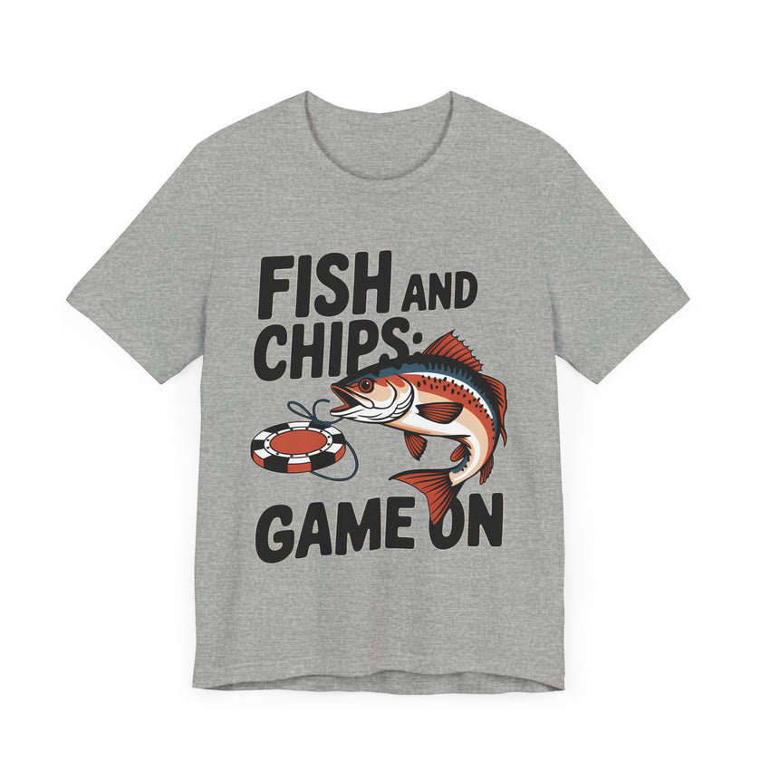 Fish and Chips: Game On - Funny Fishing and Gaming T-Shirt