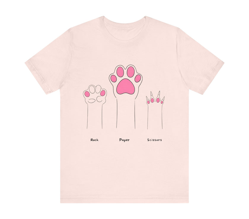 Rock Paper Scissors Cat Paw T-Shirt – Cute Minimalist Feline Humor Tee