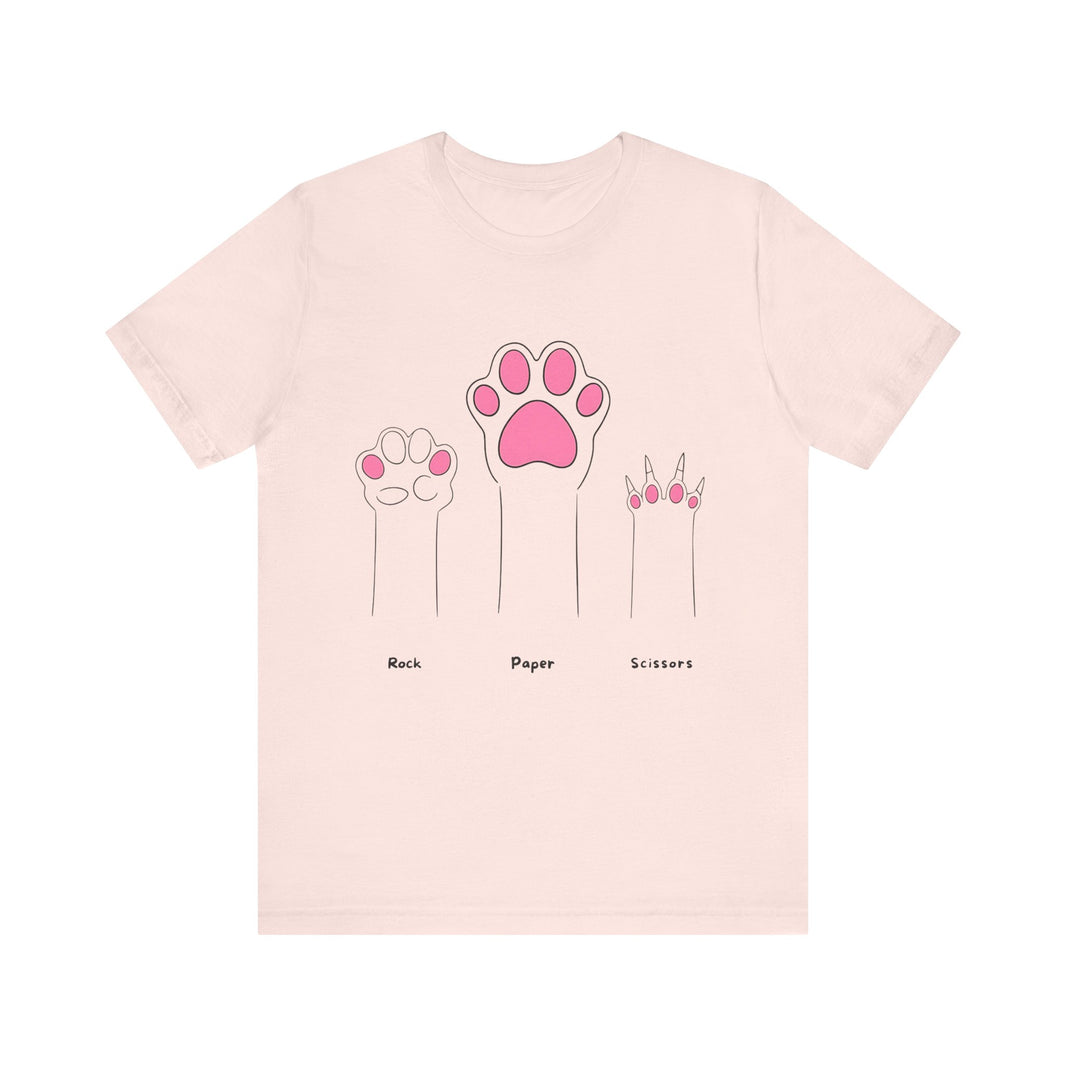 Rock Paper Scissors Cat Paw T-Shirt – Cute Minimalist Feline Humor Tee