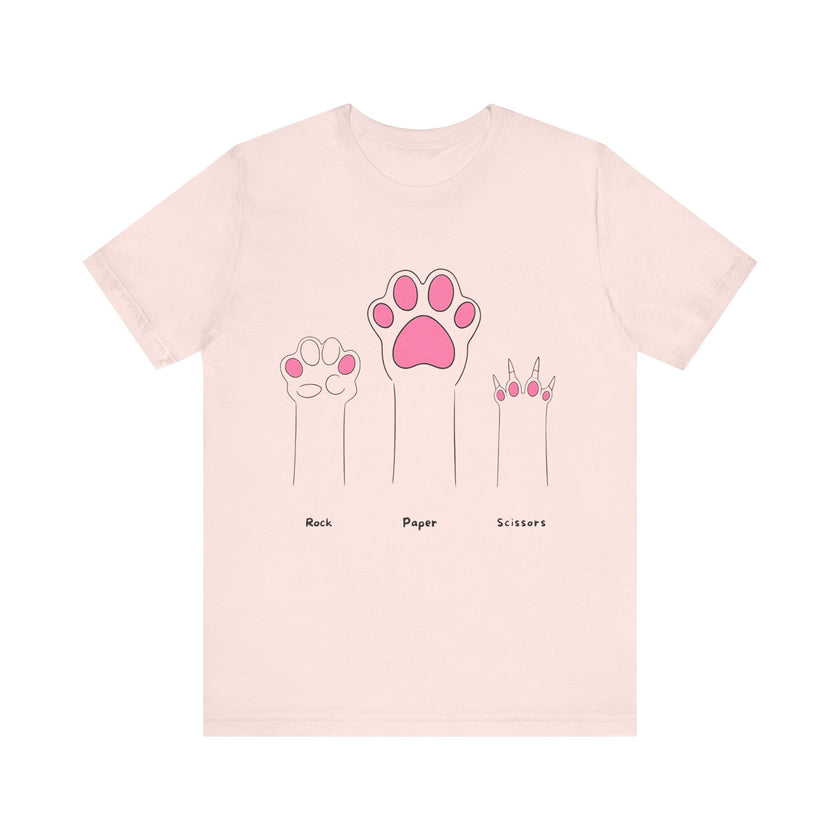 Rock Paper Scissors Cat Paw T-Shirt – Cute Minimalist Feline Humor Tee