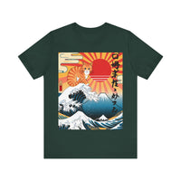 The Great Wave and Cat - Japanese-Inspired Funny T-Shirt