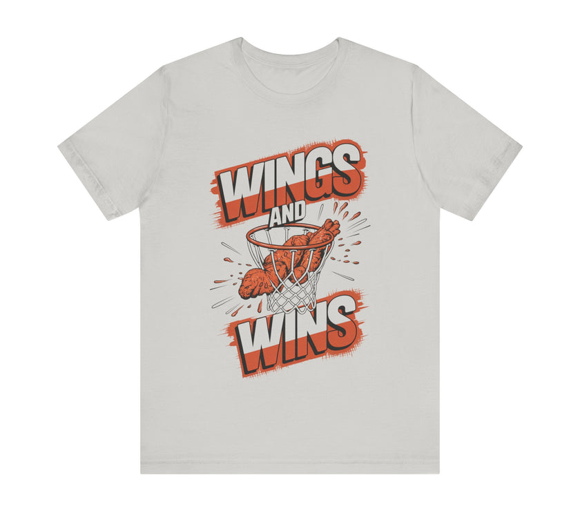 Wings and Wins - Funny Basketball and Food T-Shirt