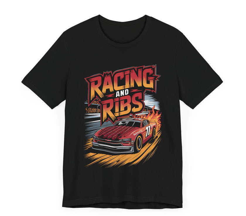 Racing and Ribs - Funny Racing Car and Food T-Shirt