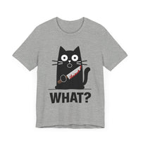 What? - Funny Surprised Black Cat with Knife T-Shirt