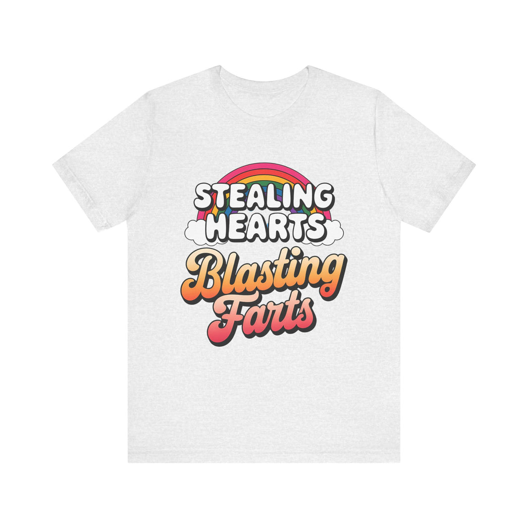 "Stealing Hearts, Blasting Farts" Fun Rainbow T-Shirt