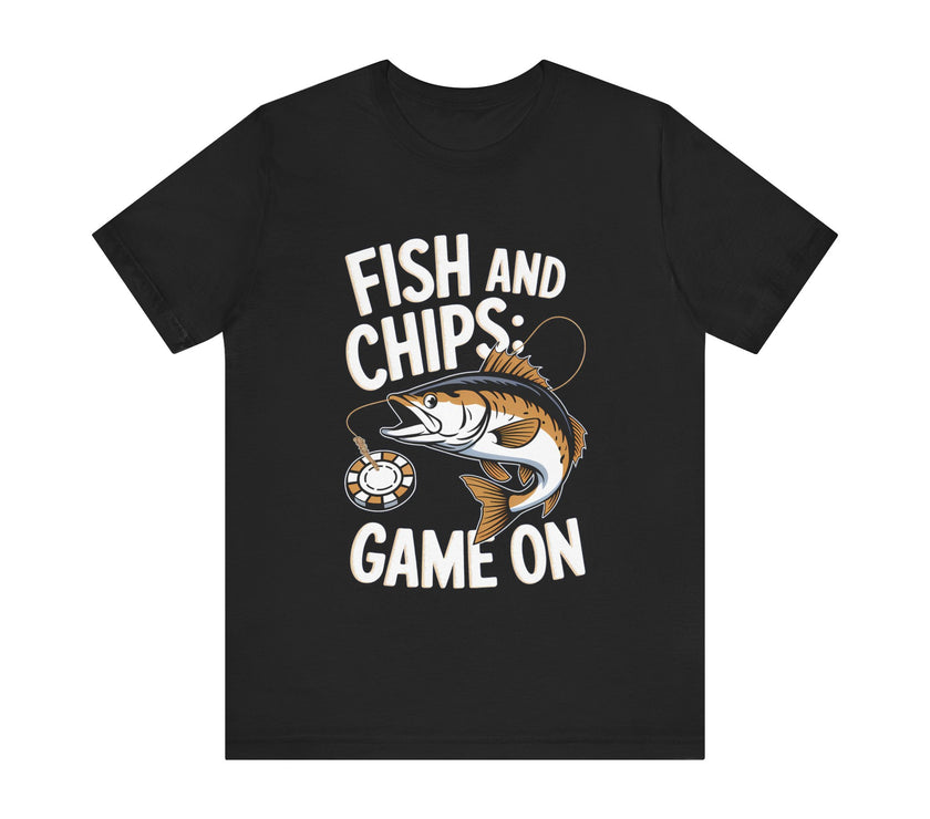 Fish and Chips: Game On - Funny Fishing and Gaming T-Shirt