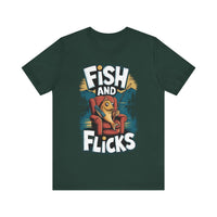 Fish and Flicks - Funny Fishing and Movie Lover T-Shirt