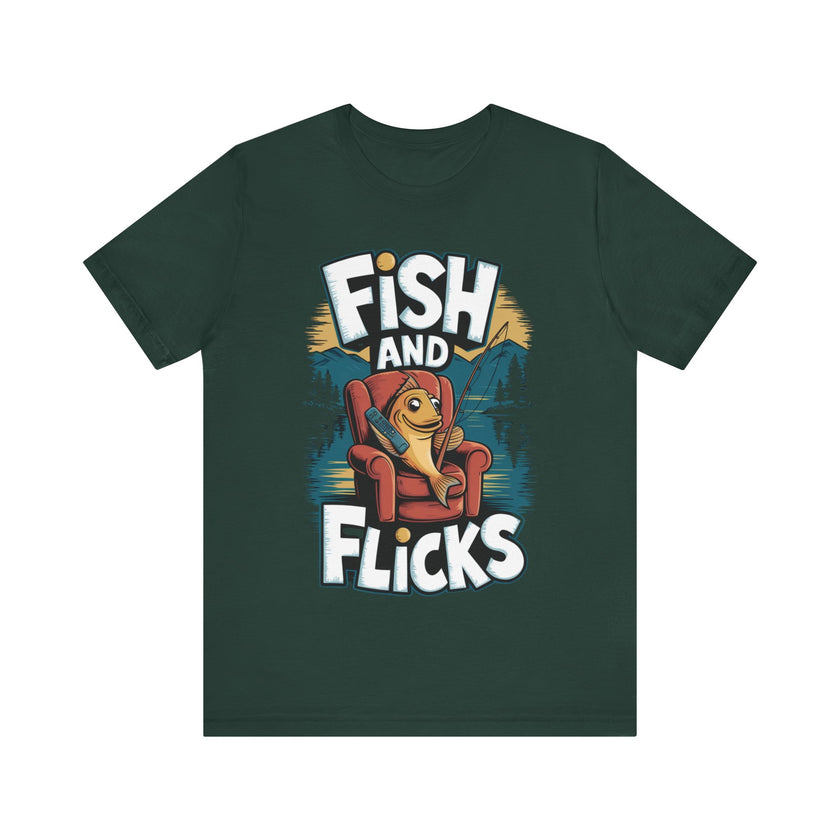 Fish and Flicks - Funny Fishing and Movie Lover T-Shirt