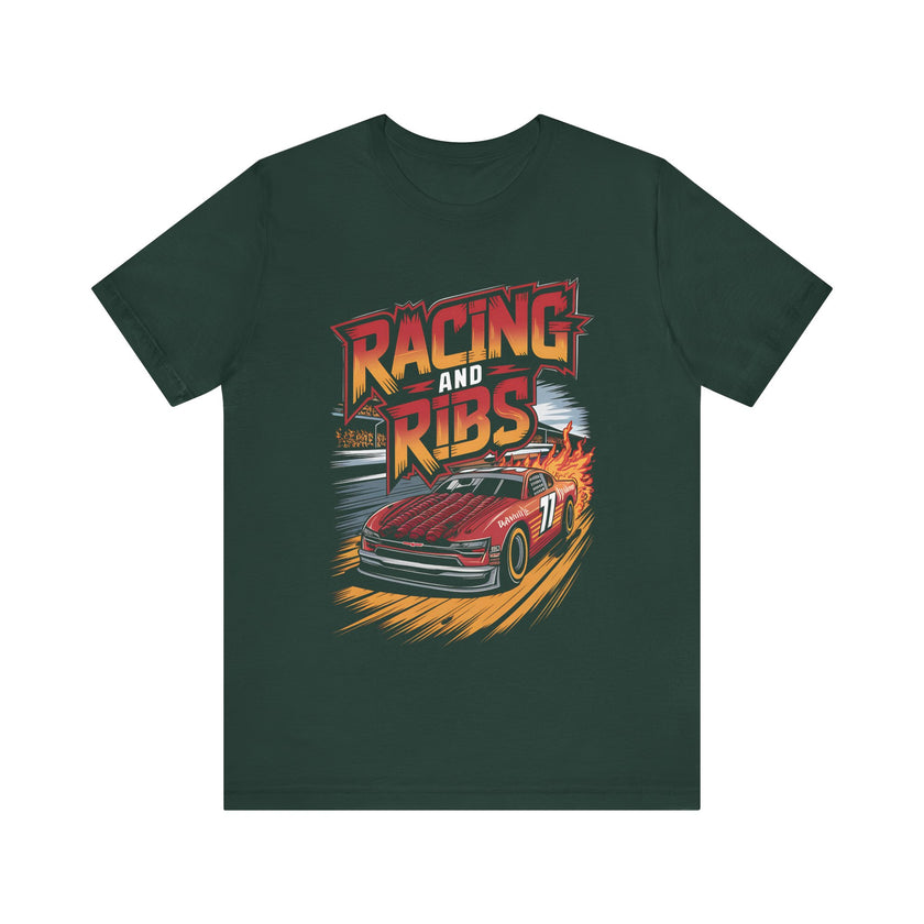 Racing and Ribs - Funny Racing Car and Food T-Shirt