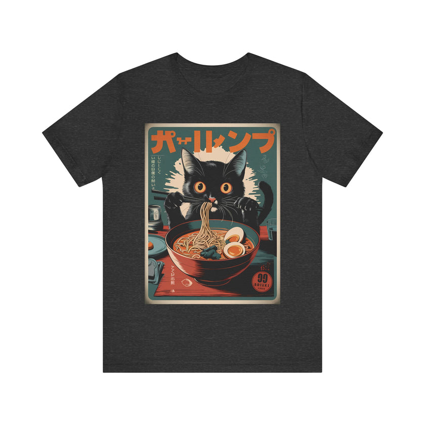 Retro Japanese Black Cat Ramen T-Shirt – Ramen Noodle Lover Tee