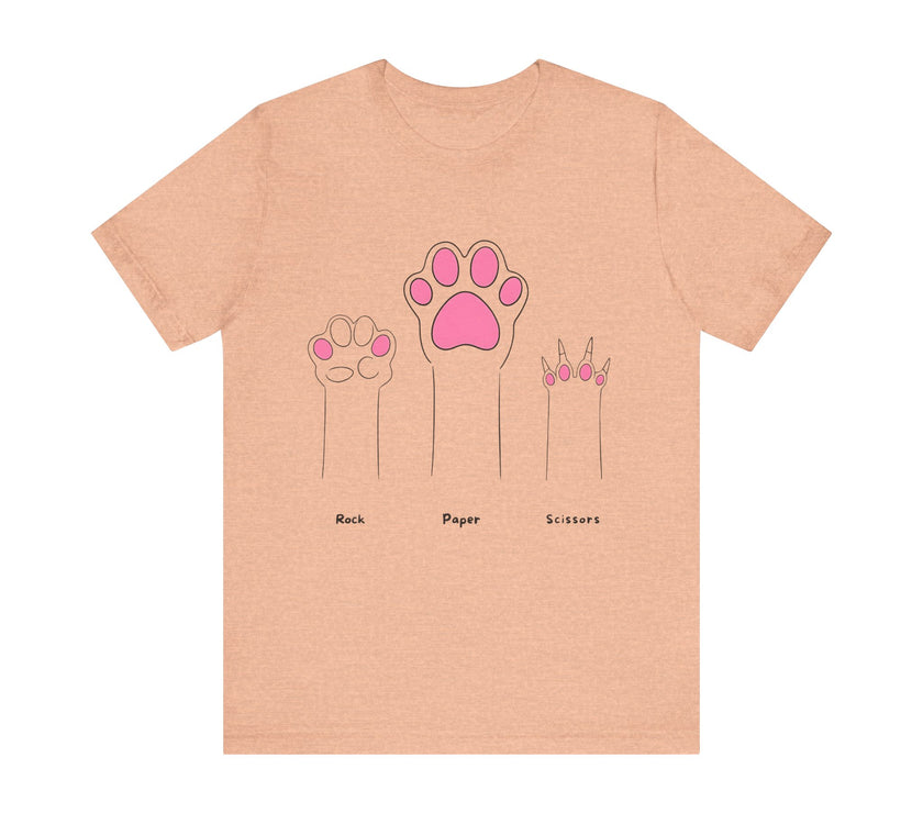 Rock Paper Scissors Cat Paw T-Shirt – Cute Minimalist Feline Humor Tee