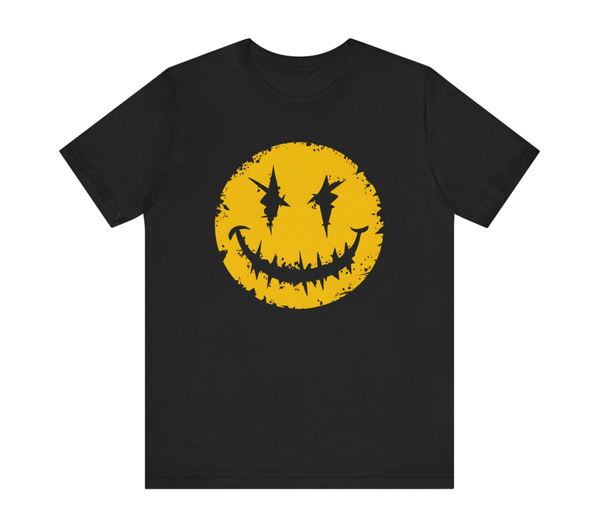 Grinning Edge: Distressed Yellow Smiley T-Shirt