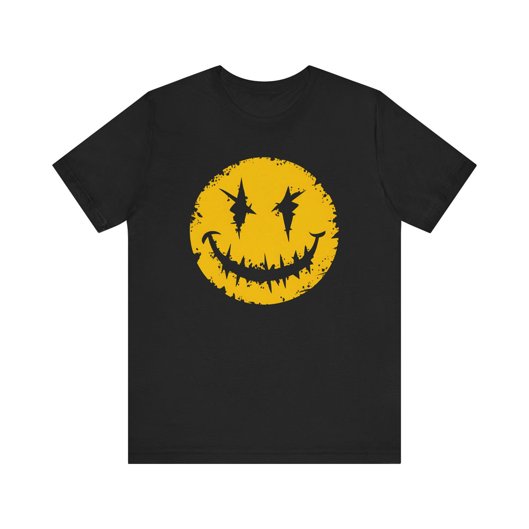 Grinning Edge: Distressed Yellow Smiley T-Shirt